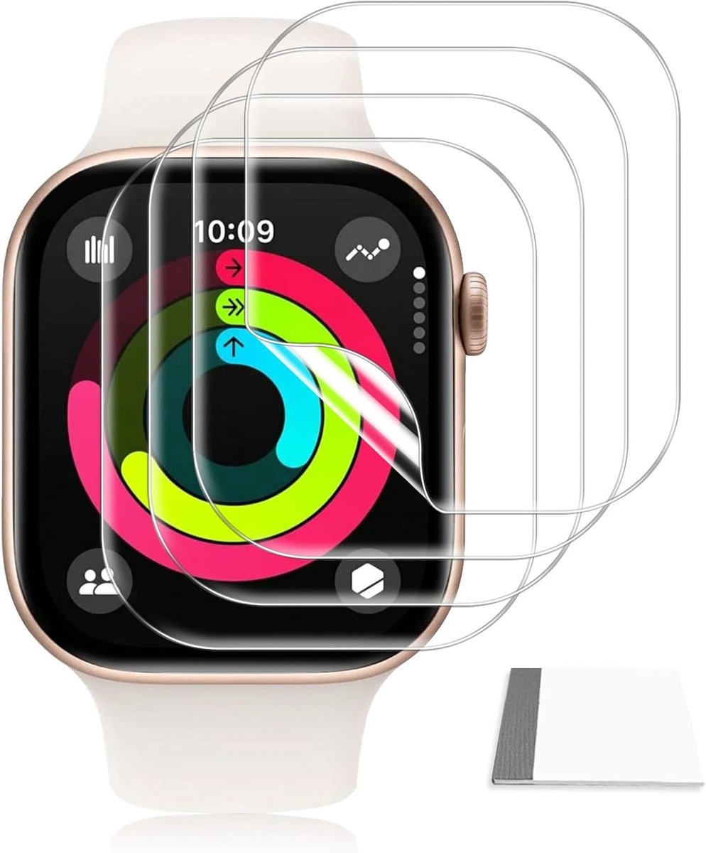 4 stuks beschermfolie voor Apple Watch Series 11/10 42 mm, HD helder 3D flexibel TPU, krasbestendig, zonder luchtbellen, zelfherstellende volledige afdekking voor displaybeschermfolie iWatch