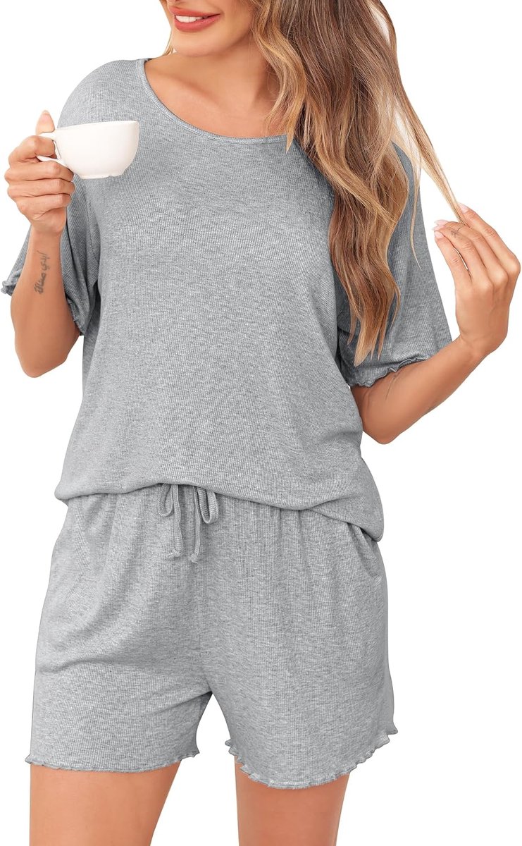 Dames Pyjama Kerstmis PJs voor Dames Lang Mouw Pyjama Set Zacht Comfortabel Loungewear Nachtkleding met Zakken Trekkoord