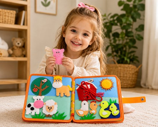 Joymaxx Montessori Busy Board - Baby Speelgoed 1 jaar - Activiteitenboek voor Peuters - Sensorisch Speelgoed 6 maanden tot 2 jaar - Montessori Speelgoed voor Onderweg - Cadeau Meisjes 18 maanden van Joymaxx — afbeelding 2