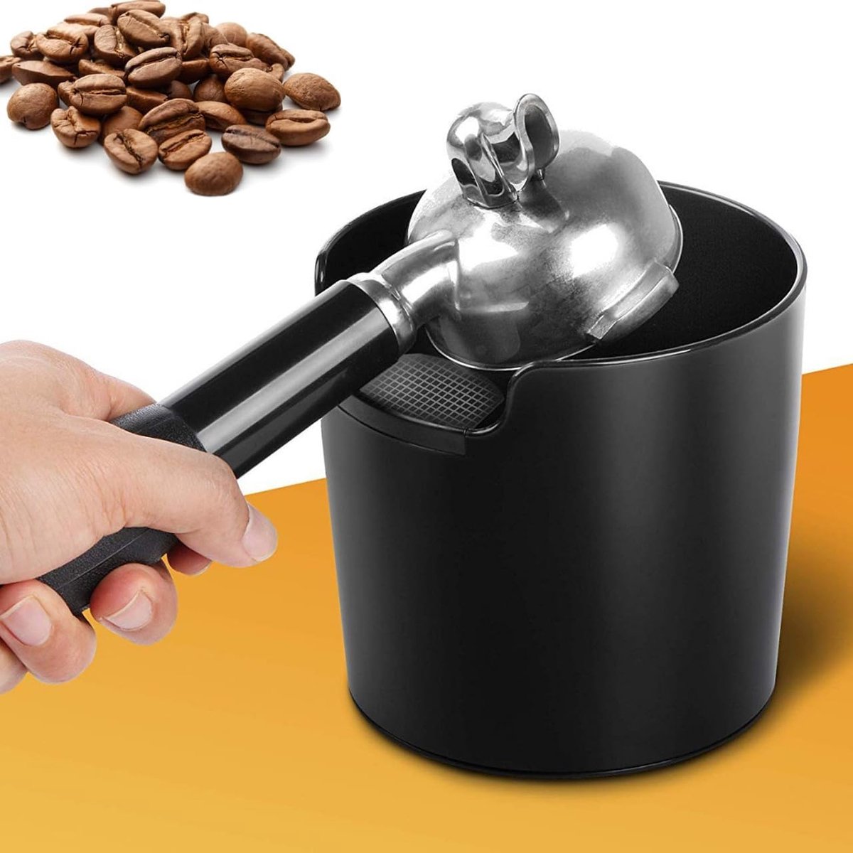Abklopfbehälter voor portafilter, Knock Box Espresso, bak voor koffiedik, bak voor koffiepads, antislip, schokdempend, Barista accessoire, zwarte Knockbox voor thuis, kantoor, café of restaurant