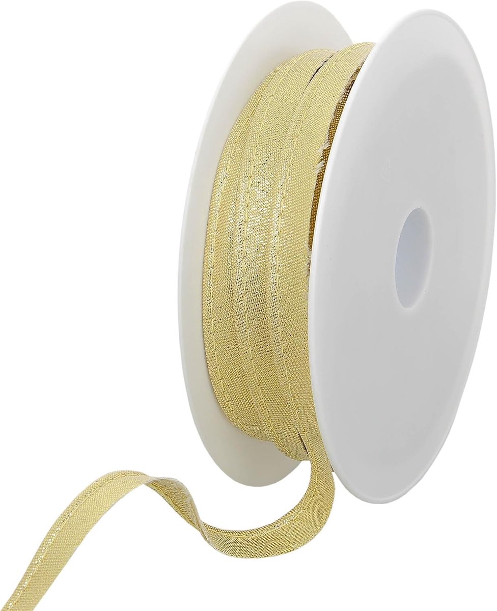 Leidingdraad – 10 mm breed, 25 m rol, 80% polyester 20% lurex, randen voor naaien, banners, stoffering, meubels, paspels, kleding, dekens