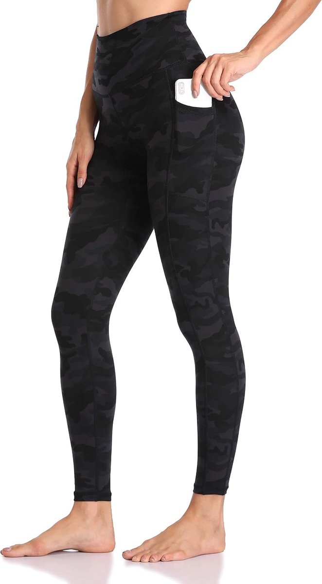Dames Legging 7/8 met Zakken Sportlegging Hoge Taille Buikcontrole Yogabroek Trainingsbroek Joggingbroek