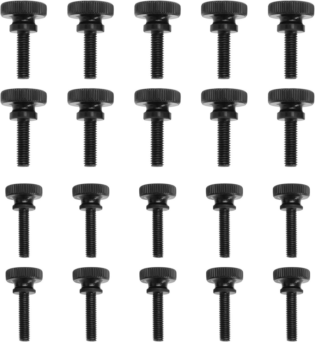 20 Stks Gekartelde Duimschroeven M5x20mm/M6x20mm Duimschroeven Zwart Koolstofstaal Gekartelde Schroeven voor Mechanische Apparaten Instrumentatie Huishoudelijke Apparaten