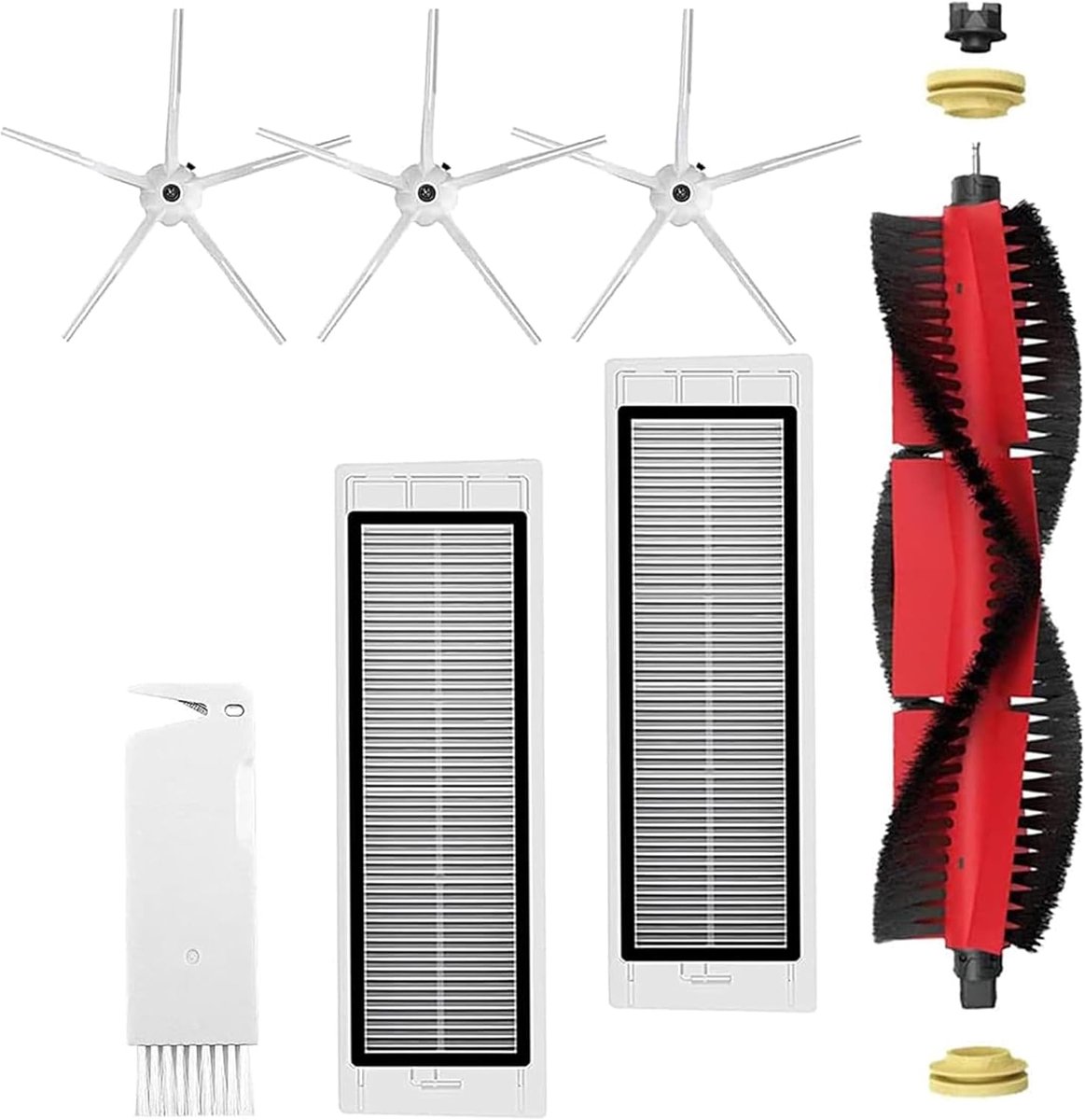 Reserveonderdelen accessoires voor roborock S5 Max/S6 Max/S6 Pure/S6 MaxV/S50/S51/S55/S60/S65/S5/S6 robotstofzuiger, accessoires-kit bevat 1 hoofdborstel, 2 HEPA-filters, 3 zijborstel, 1