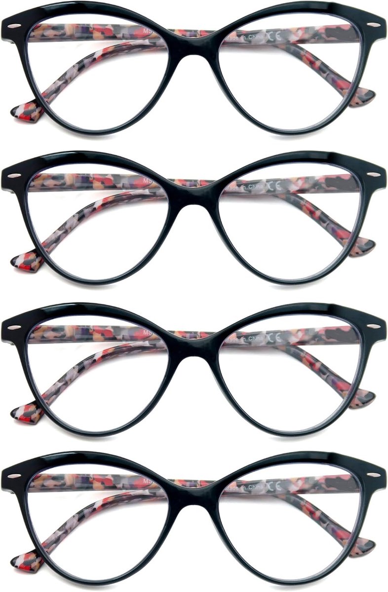 Leesbril Womens Bloemen/Bloem Patroon Cat Eye Dames Lezers Bril Comfortabele Kleurrijke Lichtgewicht Frame