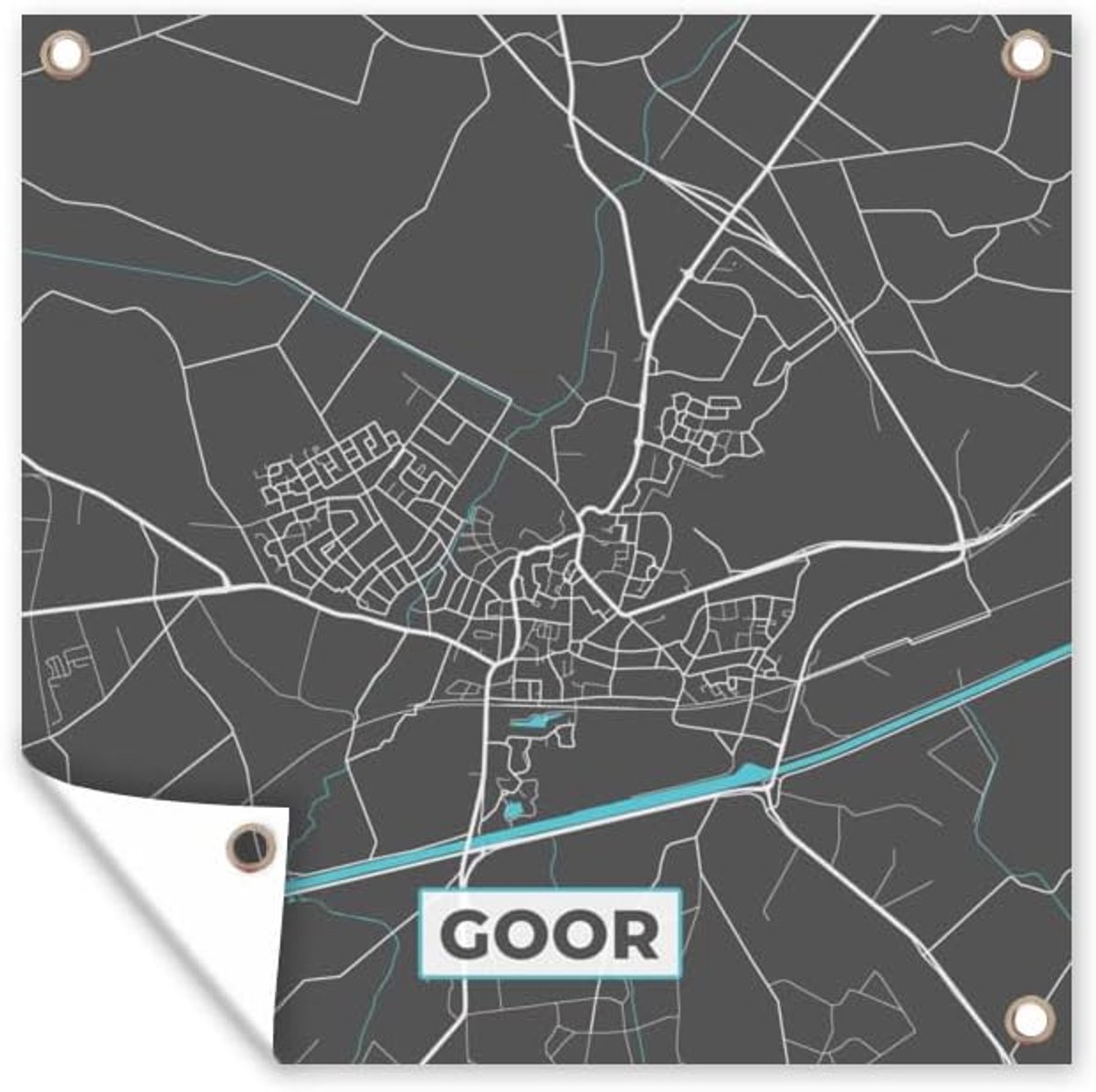 Tuinposter - 200x200 cm - Kaart - Plattegrond - Goor - Stadskaart