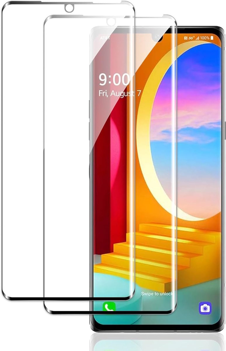 Displaybeschermfolie voor LG Velvet/LG G9, accessoires, 3D-curved volledige afdekking, displaybescherming, gehard glasfolie, krasbestendig, hardheidsgraad 9H, luchtbelvrij, 2 stuks