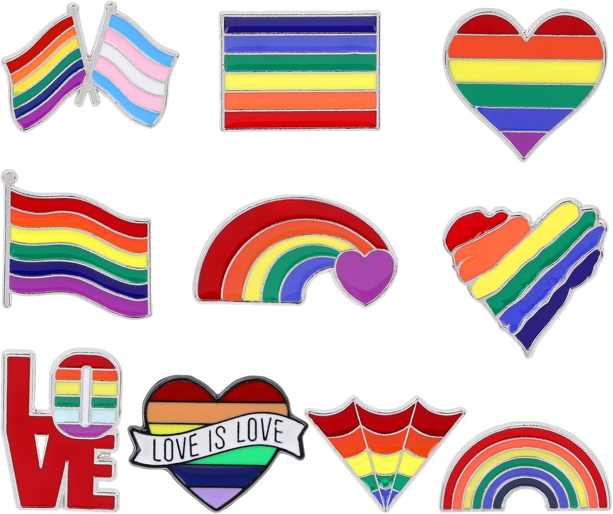 Gay Regenboogpennen, LGBT Gay Rainbow Pride Pins Kit, LGBTQ Pins Accessoires voor Kleding Revers Rugzak Decoraties, Metaallegering, metaallegering