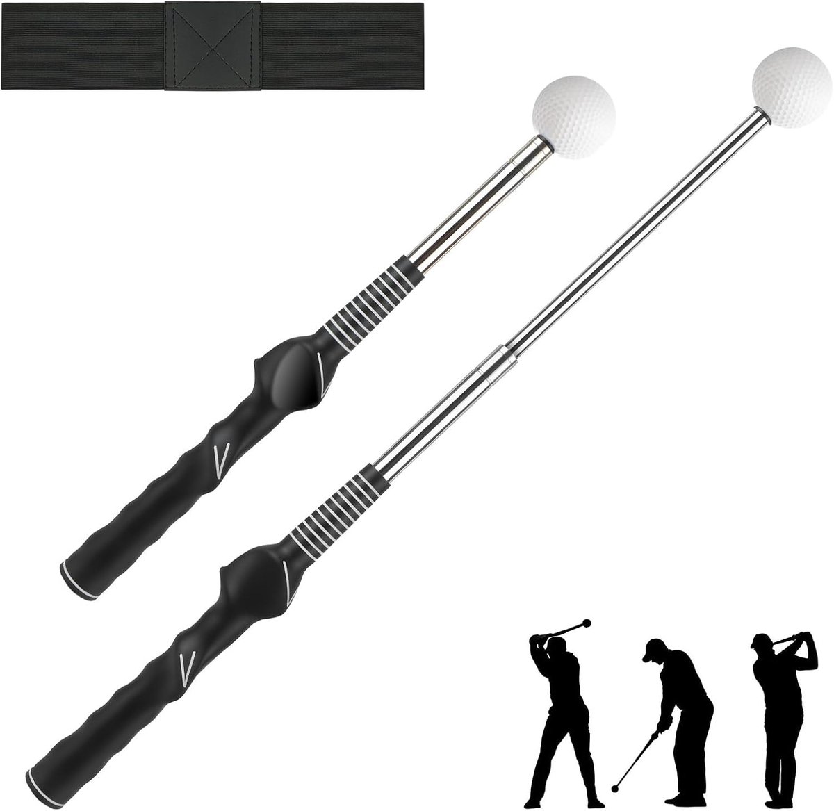 Flintronic Golfswing trainingshulp, intrekbare golfswing-trainer, golfswing oefenstok voor houdingscorrectie, voor beginnende tempo-chipping hitting training