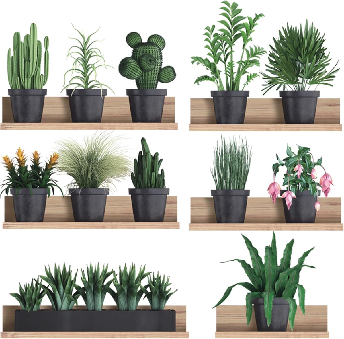 3D Groene plant muursticker, muursticker voor woonkamer, pvc groene bladeren, muursticker, roze bloemen, potplant, muursticker voor slaapkamer, planten, bloemen, muurschildering voor keuken