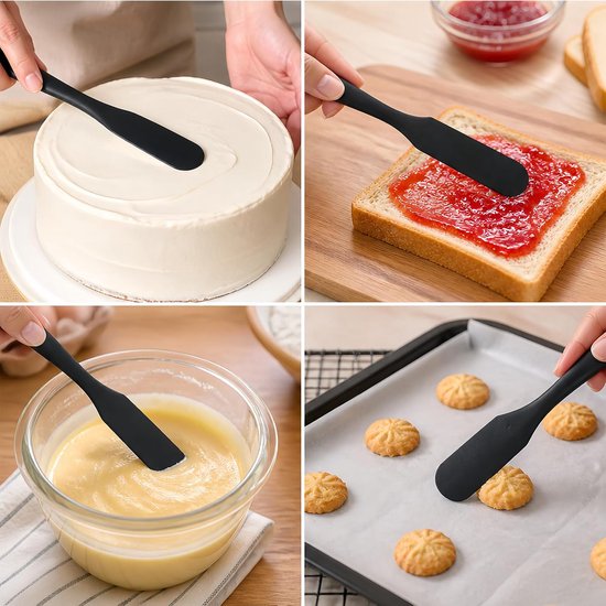Spatels, siliconen deegschraperset voor keuken, bakken en koken, antiaanbakschraper, eendelig design met ophanggat, hittebestendig, flexibel en duurzaam voor deeg, crème en sauzen — afbeelding 2