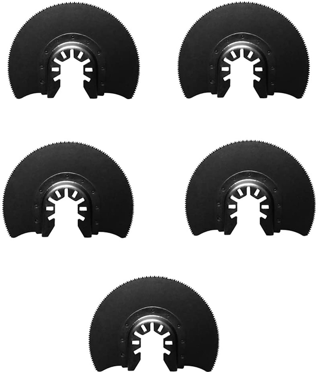 Set van 5 koolstofstaal halfronde zaagblad 88 mm/3,46 inch oscillerende zaagbladen universele snelsluiting multi tools hybride vibrerende blade kit voor snijden hout kunststof metaal
