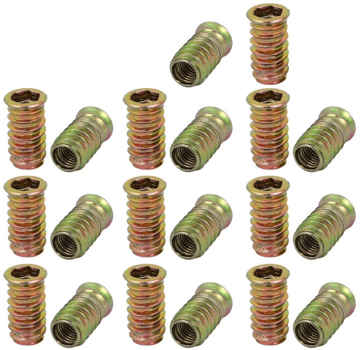 Sourcingmap 20 stks M10x30mm Zink Plated Hex Socket Drive verzonken hoofd invoegen moer voor hout