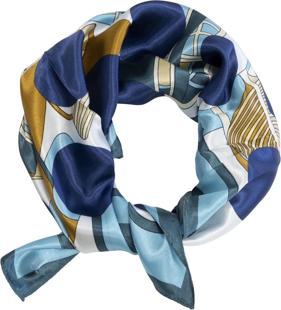 - C68660 - Decoratieve sjaal van 60% polyester en zijde 40% met stippenpatroon in vierkante vorm 60x60 cm - kleur blauw, Blauw, 60