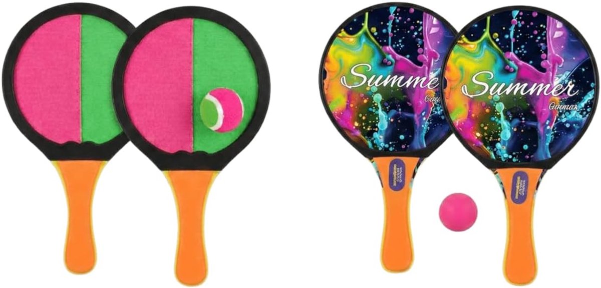 Strandrackets padel beach tennis, 2-in-1 rackets met dubbel gebruik, met klittenbandsluiting en bal, klassieke rackets met bal, zee, zwembad, tuin, strand, waterdicht