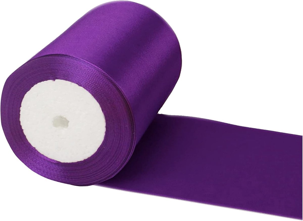 Dik paars lint 10 cm voor geschenkverpakking, 23 m, satijnen lint, kerstlint, grote paarse strik, lint voor auto, knutselen, boeketten, bruidsauto, cadeautjes, taartdecoraties