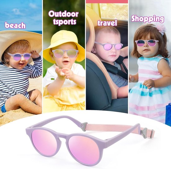 Babyzonnebril voor jongens en meisjes, UV400, ultraviolette gepolariseerde zonnebrillen, flexibele zonnestralen, 0-36 maanden — afbeelding 5