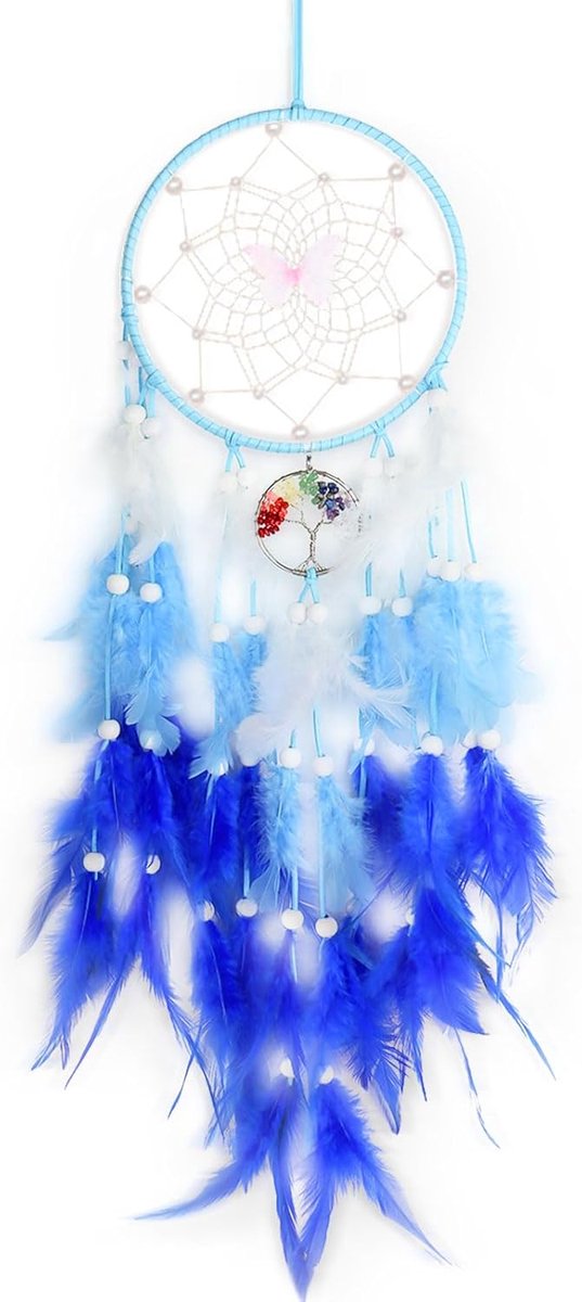 Boomhanger, veerboomhanger voor wandhanger, handgemaakte hangende boomhanger voor slaapkamer, kantoor, woonkamer (blauw)