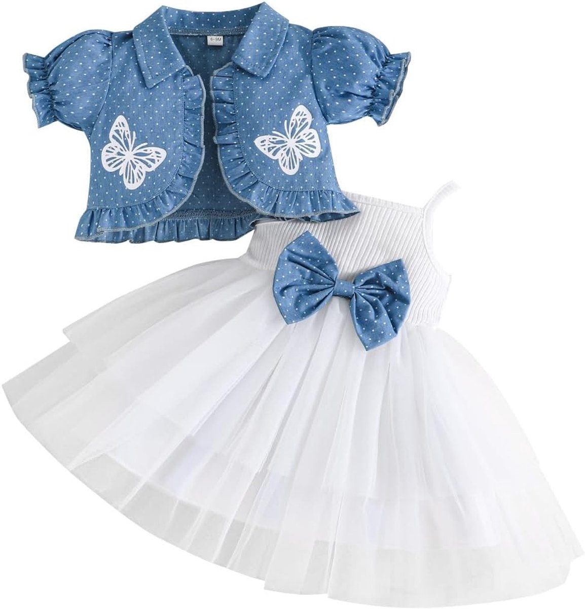 Set voor babymeisjes, tutu jurk en cardigan, 2-delig, elegant, mouwloos, strik, tule, jurk en lange mouwen, cardigan, kleding, outfits