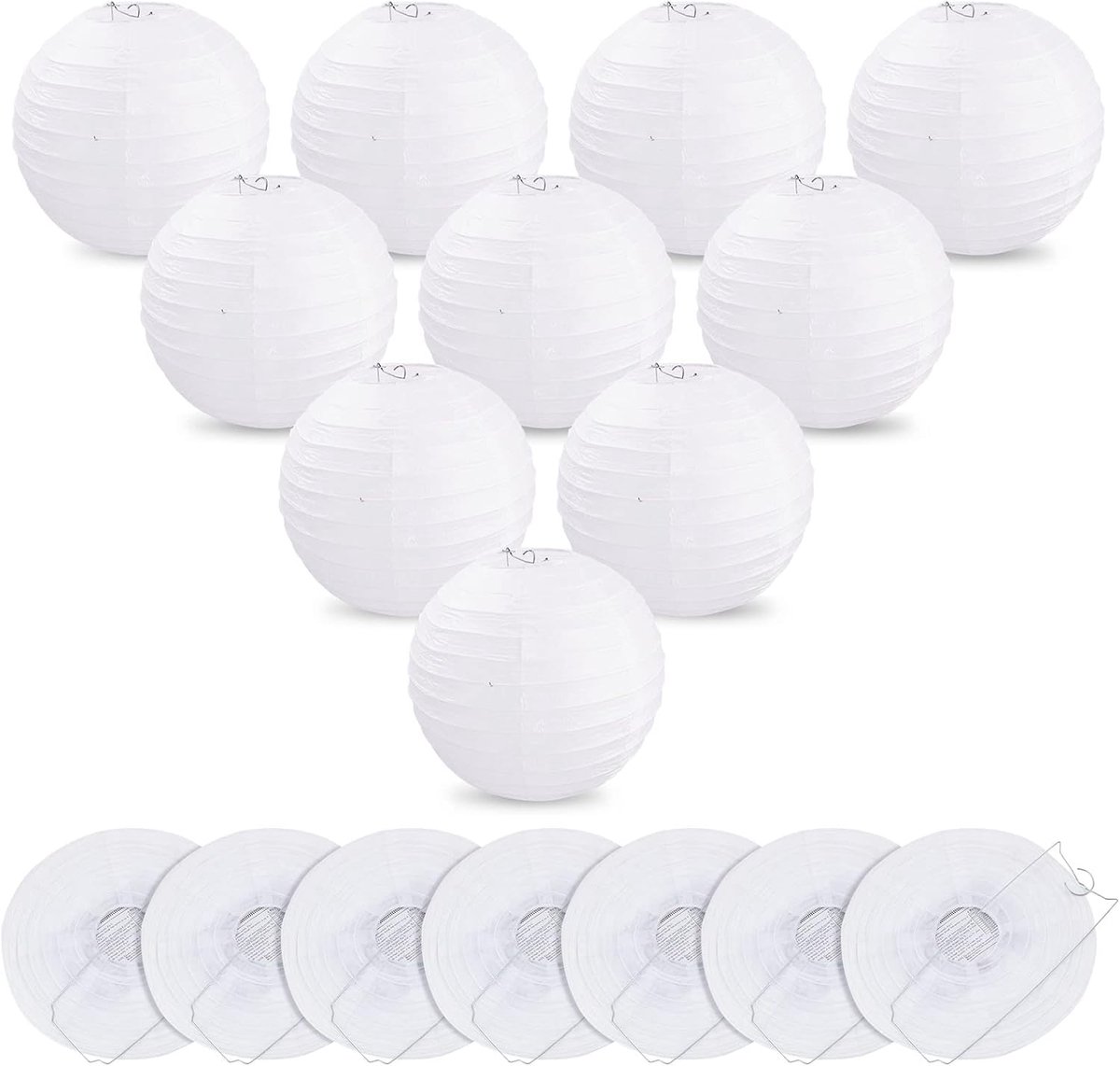 Set van 20 witte papieren lantaarns 15 cm ronde lampenkap, witte papieren lantaarn voor bruiloft, verjaardag, feest en evenement