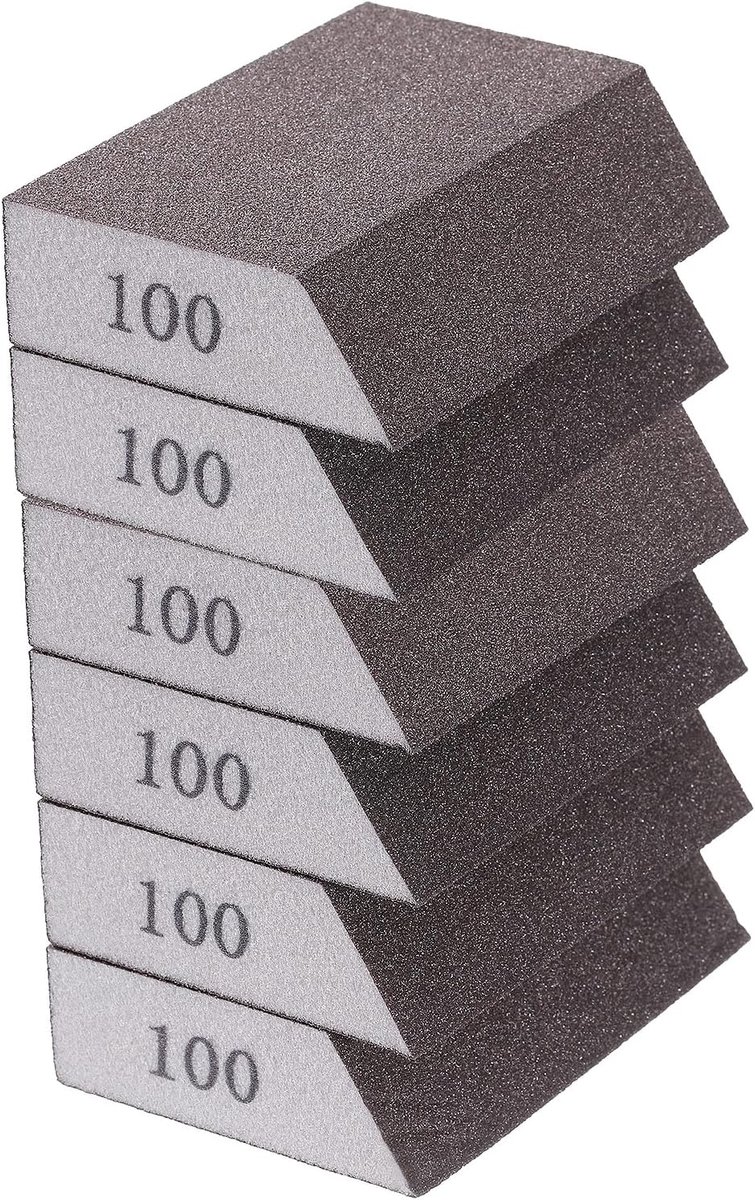 Schuursponsblokken, korrelgrootte 240, 320, met schuine rand, 10 x 7,1 x 2,1 cm, wasbaar en herbruikbaar schuimschuurblok voor het polijsten van keukenmetaal, hout, 6 stuks