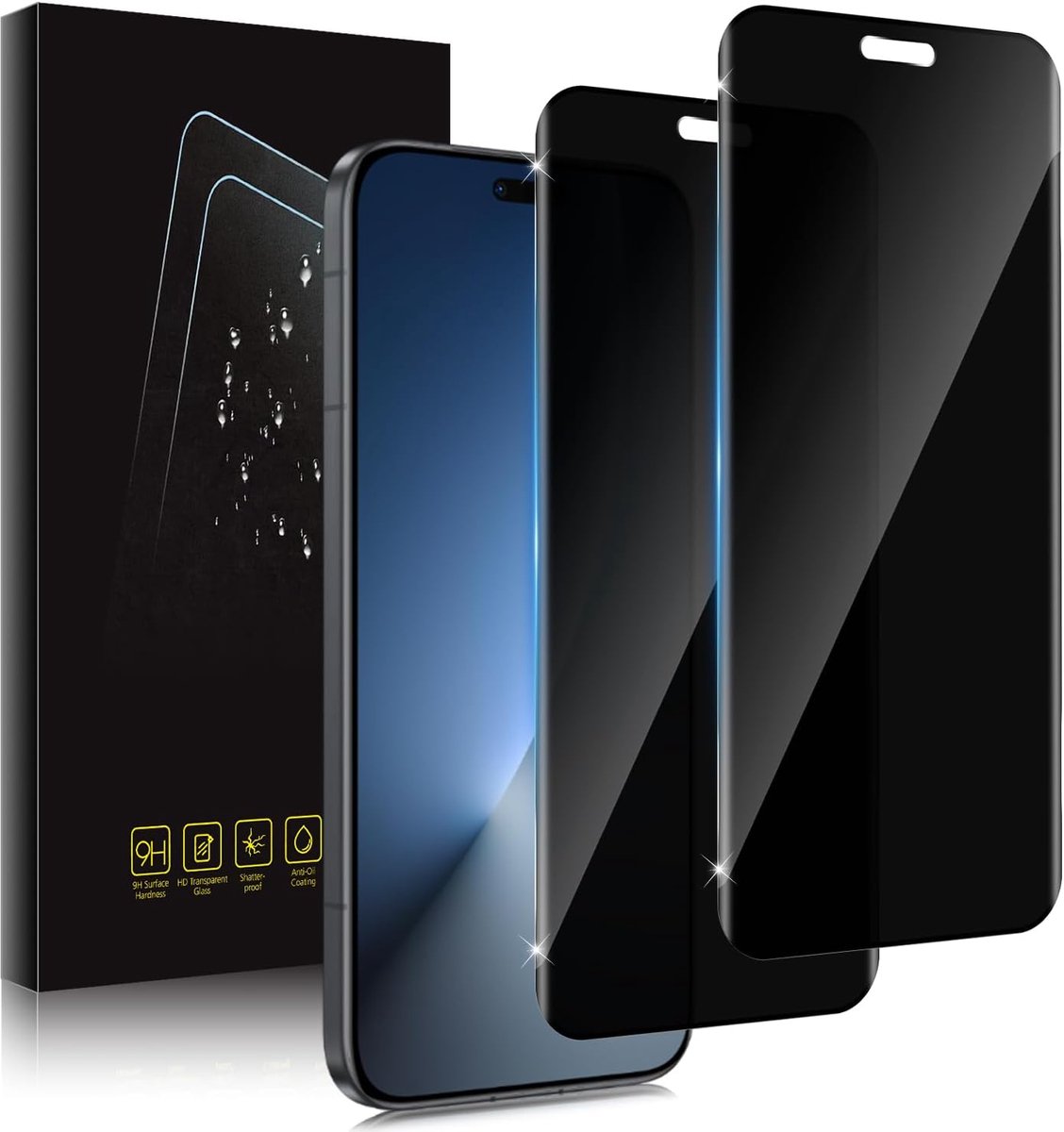 2 stuks privacybeschermingsfolie voor Honor Magic 8 Pro voor pantserglas, 9H hardheid, anti-spy privacy, privacyfolie, bescherming, displaybeschermfolie, zwarte rand, privacy veiligheidsglas