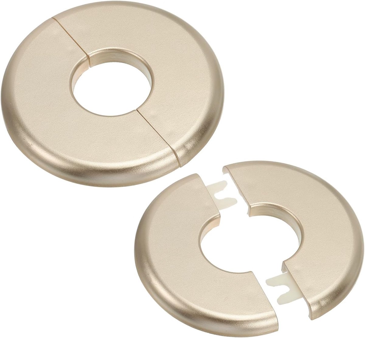 Muur splitflens 28 mm (1,10 inch), 2 stuks ABS ronde zelfklevende rozet plaat gesp waterpijphoes voor keuken badkamer arm pijp kraan decoratie, goud