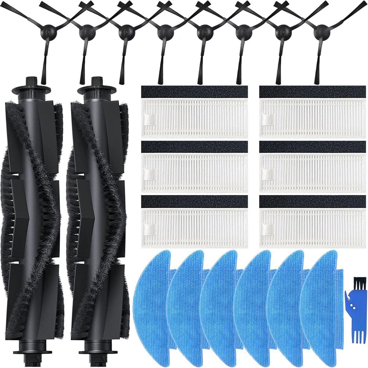 Part Accessories for Tikom L9000/L8000, for Lubluelu SL60D/SG60/SL61, for HONITURE Q6 SE, for Laresar L6 Nex Robot Vacuum Cleaner, Main Brushes, Side Brushes, Mop Clothes, Filters