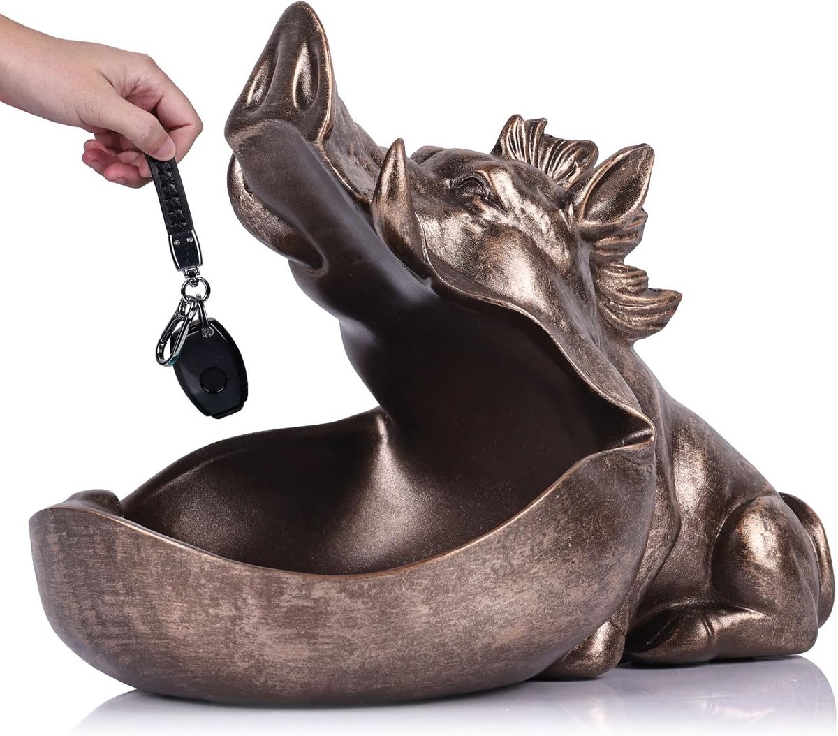 Wild Zwijn Sculptuur Snoep Schotel Koekje Pot Key Bowl Geschenken, Koper Kleur Wild Zwijn Decor Standbeeld Beeldje voor Moderne Home Decor Entryway Tafel Eettafel Decor Kantoor Kleine Object