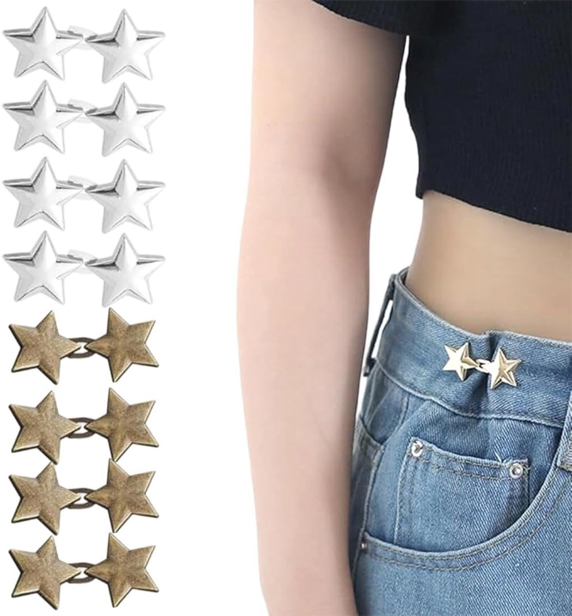 Knopen, verstelbare broekbandvernauwer, broek nauwer maken clip, duurzaam en afneembaar, ideaal voor broeken, jeans en rokken dames, eenvoudige installatie en duurzaam