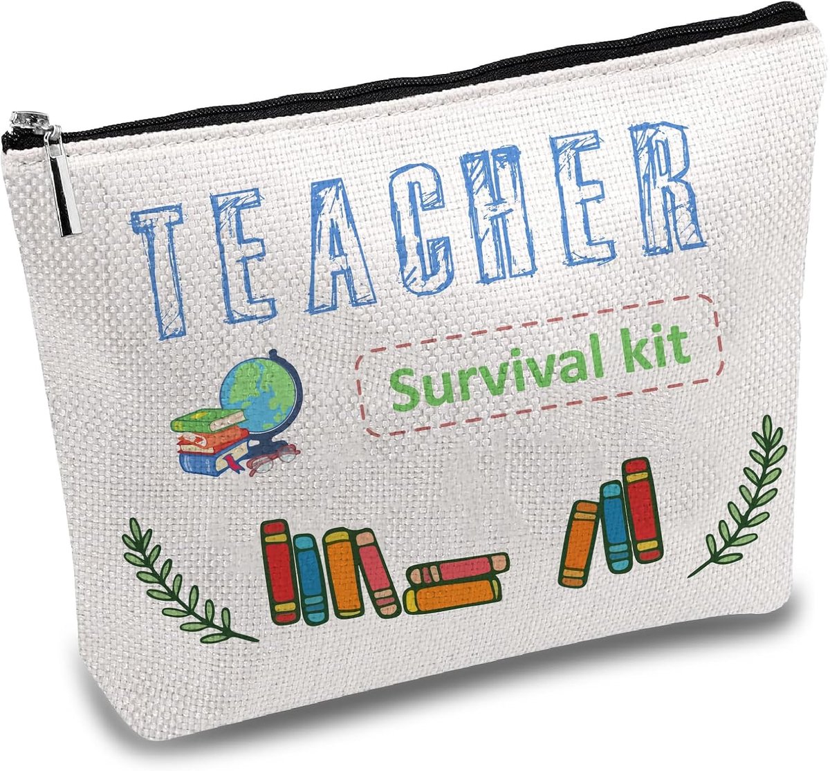 Leraar etui make-up tas canvas cosmetische tas multifunctionele pennenetui rits toilettas reistas portemonnee zakjes draagbare survivalkit groot voor beste leraar afstuderen geschenken 25,5
