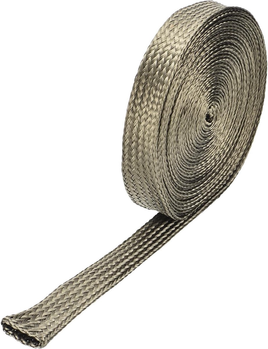 Hitteschildhuls, 0,4 inch ID, 16 voet hittehuls, autodraad, hitteschild, brandstofleiding, hitteschild, warmtewikkeling, 800 graden voor draden, titaniumkleur