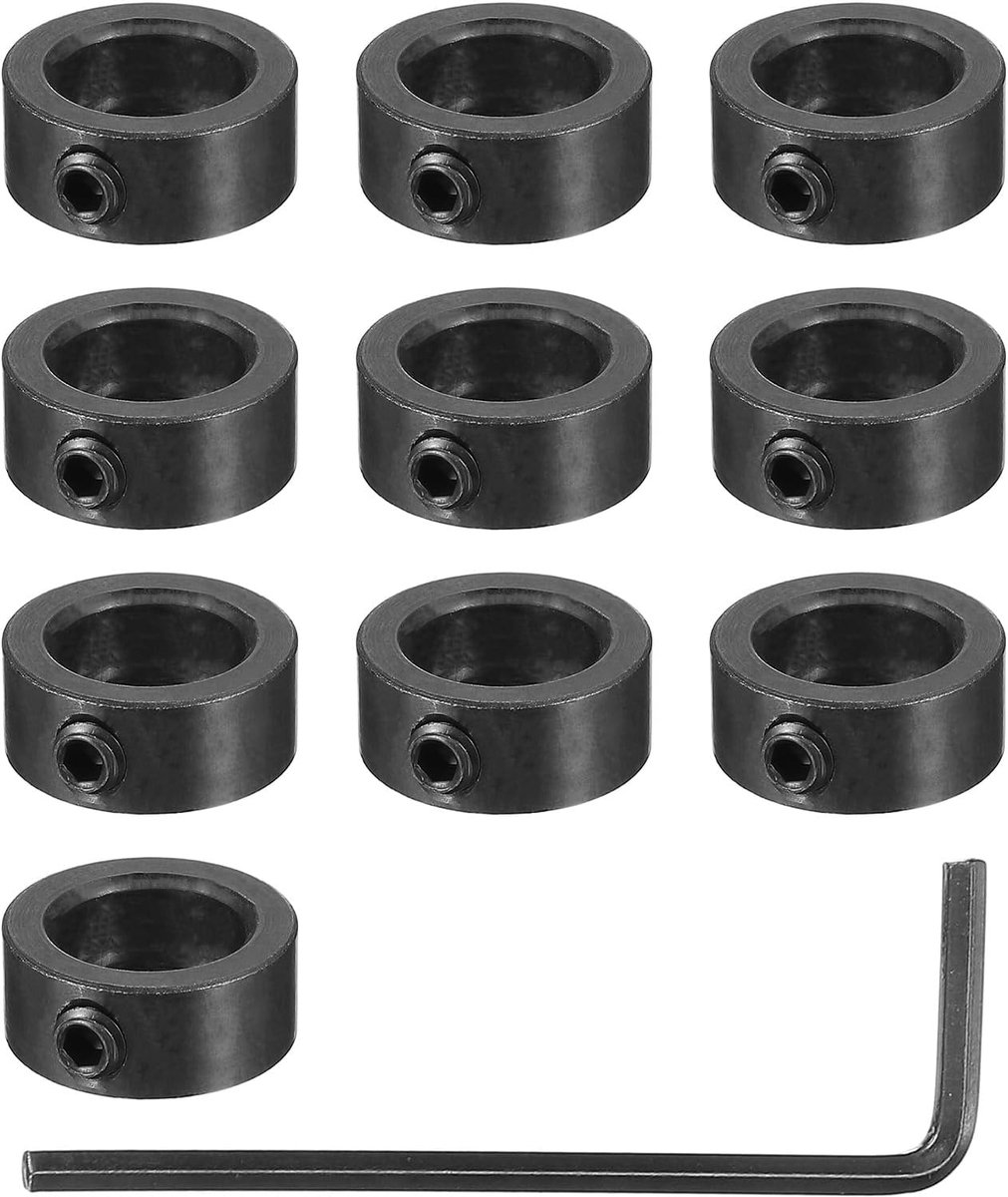 Boring 1/2 inch golfkraag 3/4 inch buitendiameter 5/16 inch dikte, verpakking van 10 stuks koolstofstaal landeklauw-wielkraag met schroefdraadstift en sleutel, zilver