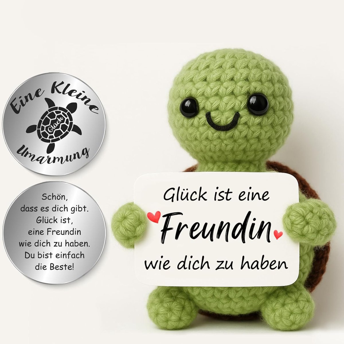 Pocket Hug positieve schildpad, creatieve breiwol, schildpad, decoratiefiguur en kleine omarming, geluksbrenger, cadeau voor moedermaker, cadeau voor de eerste schooldag (vriendin)