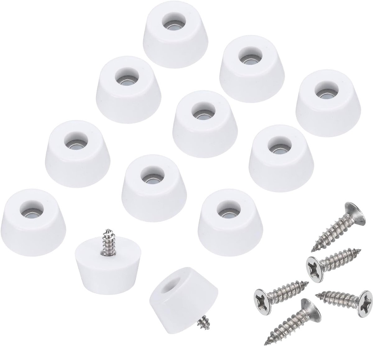 Rubberen antislipvoetjes met schroeven, 5 mm, voor snijplank, voeten, snijplank, antislip rubberen voetjes voor snijplank (wit, 0,5 inch H x 1 D)