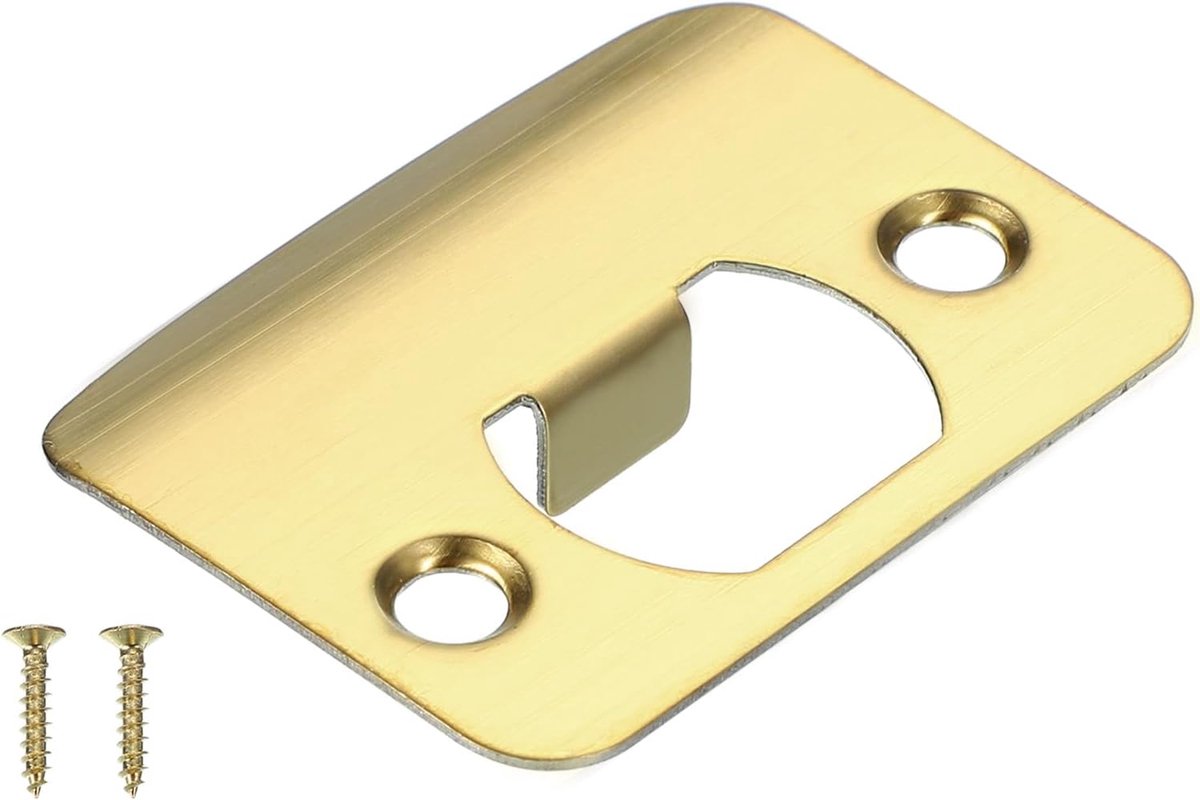 Deur Strike Plate 2-1/4"x1-3/4", ronde hoek verlengde lip strike plaat, universele beveiliging vergrendeling staking nachtschoot slagplaat met schroef binnen- en buitendeur, goud