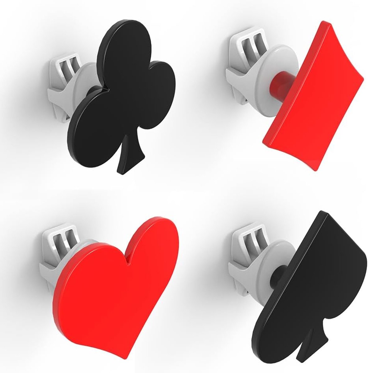 Pokerset - vier handdoekhouders zonder gat voor badkamer zelfschroeven aan de handdoekradiator zonder boren - Made in Italy
