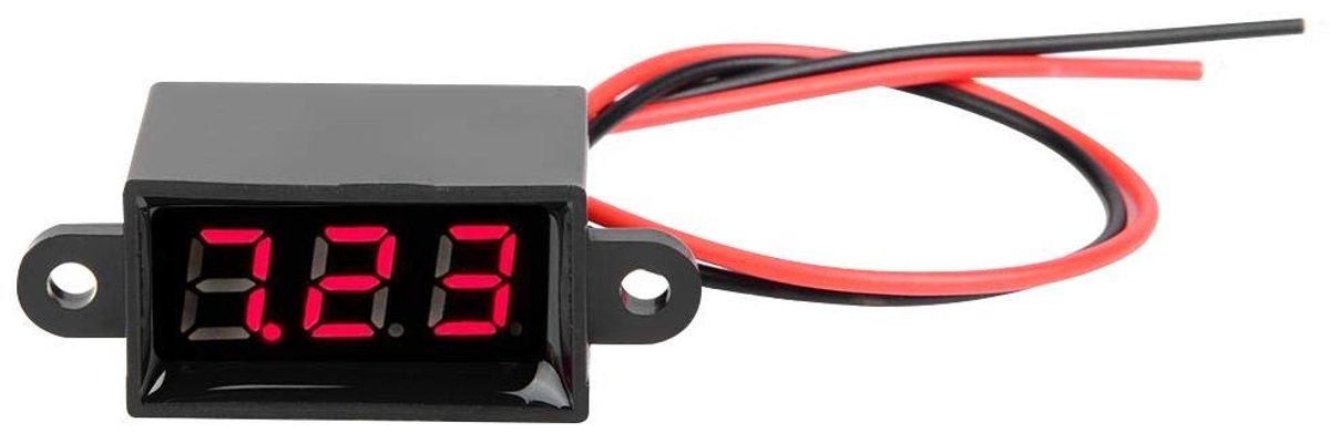 Spanningstester, 0,28 inch DC 3,0-30V digitale voltmeter met tweedraads LED-indicatoren Waterdicht (rood)
