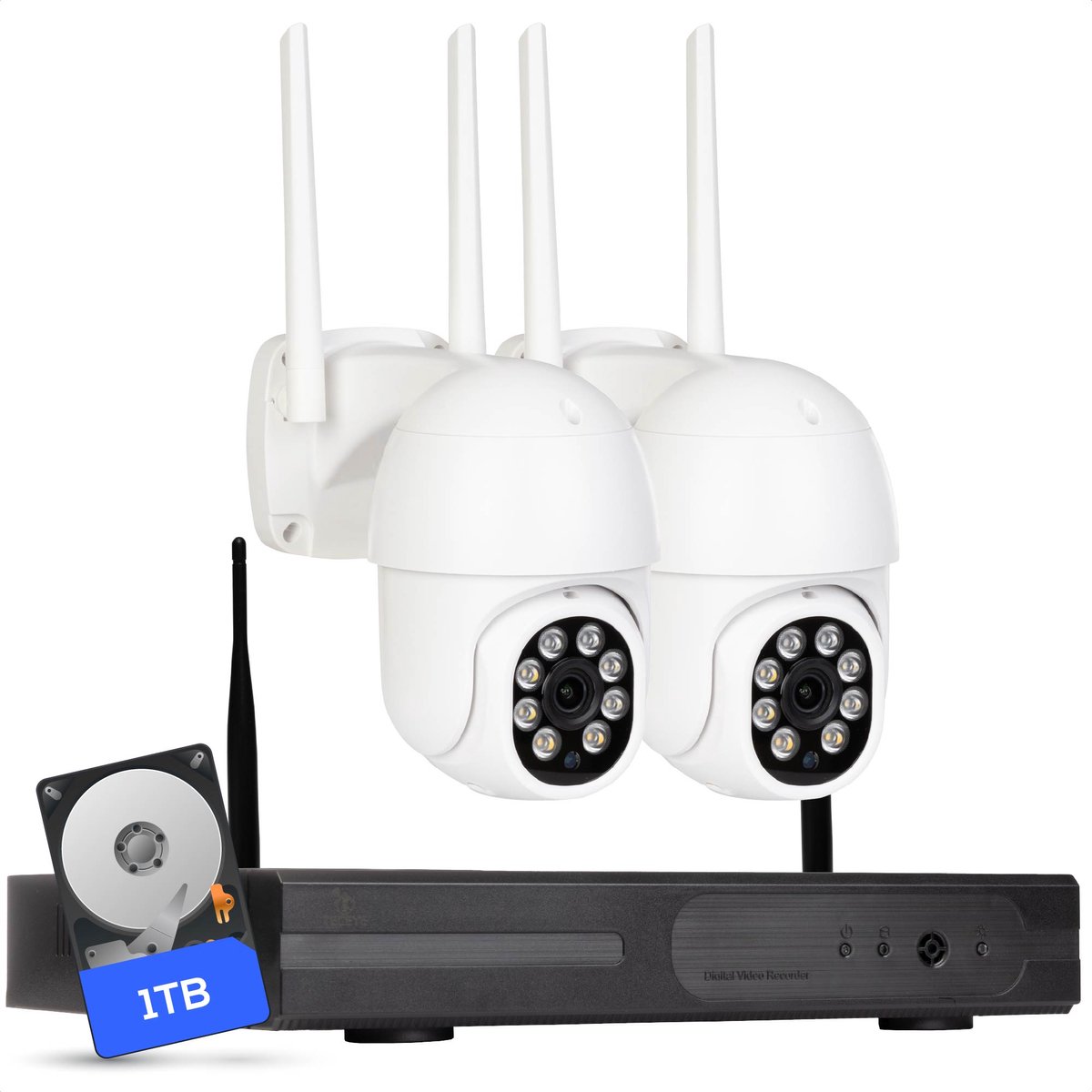 Teceye PTZ Beveiligingscamera Buiten met Recorder - Draadloze Buitencamera - 2 Camera - 1TB Opslag