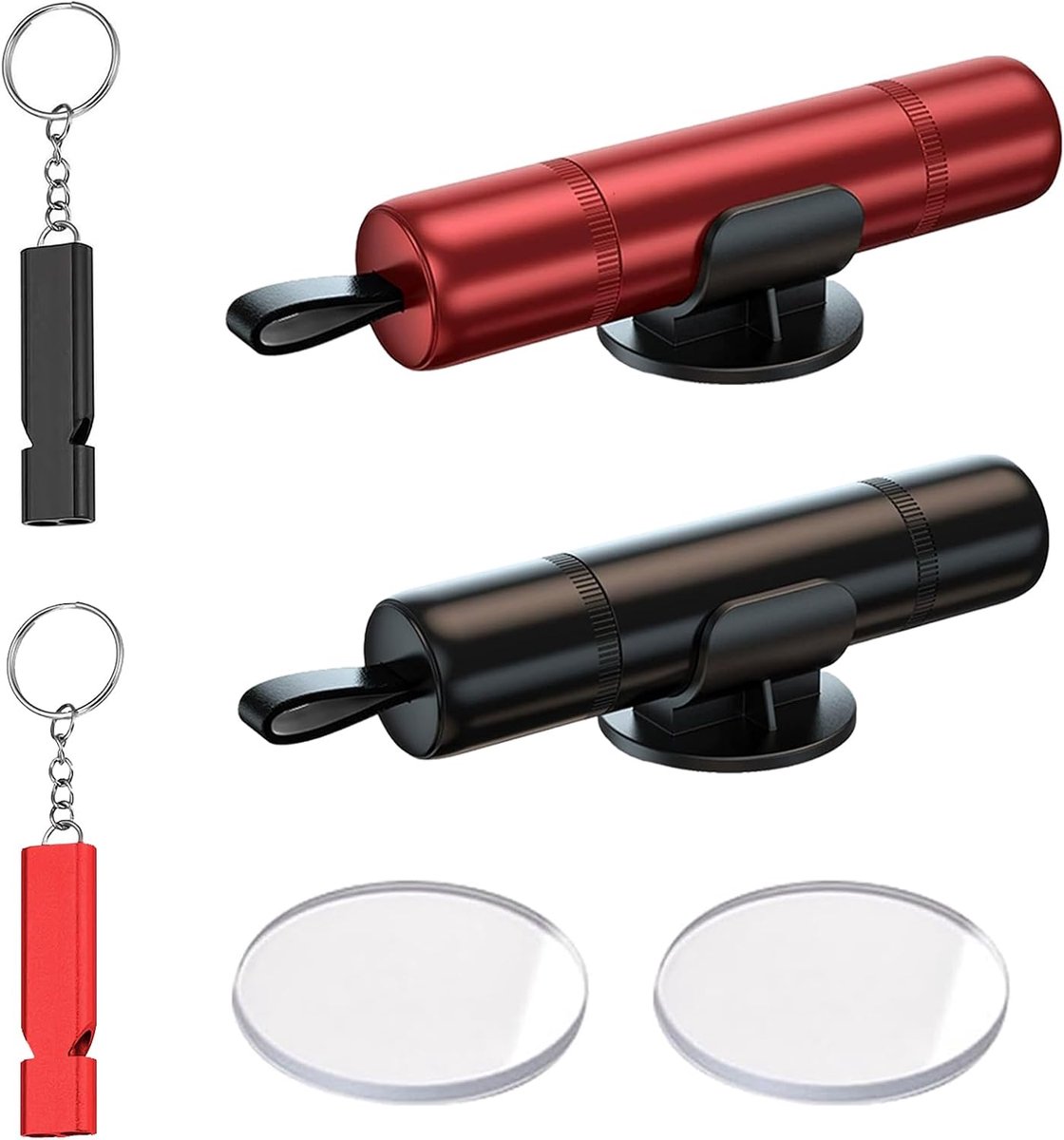 2 stuks glasbreker en riem, met houder, fluitje, draagbare glasbreker voor auto's, te gebruiken op gereedschap voor auto's en bussen
