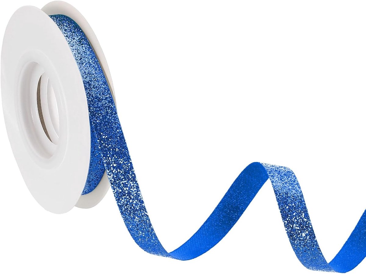 Linten, snijranden voor slingers, glinsterende stoffen linten voor strikken, geschenkverpakkingen, bruiloften, donkerblauw