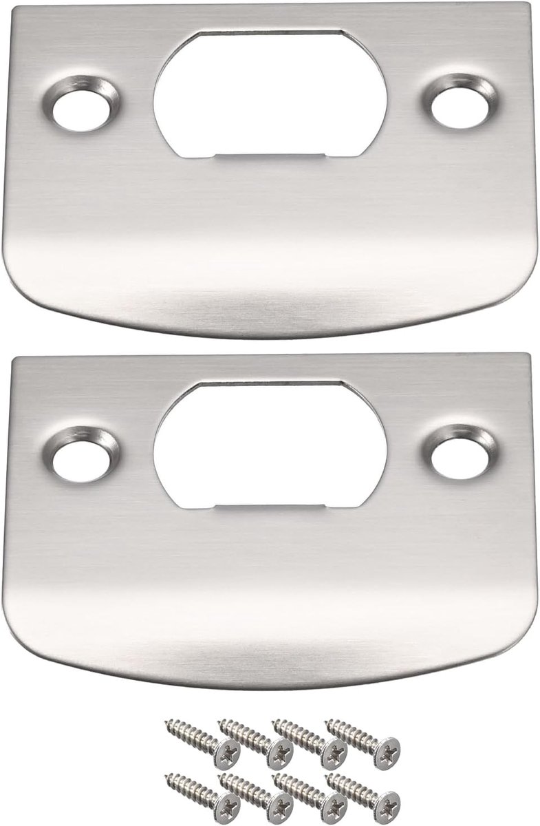 Sourcing map Deurslagplaat, 2 stuks, 57 mm x 45 mm, 201 roestvrij staal, slagplaat voor deurkozijnen, deurpalen, zilver