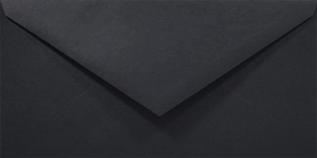 50 stuks zwarte lange enveloppen 110x220mm Rainbow 80g puntklep zonder venster voor huwelijk kerstmis wenskaarten uitnodigingen