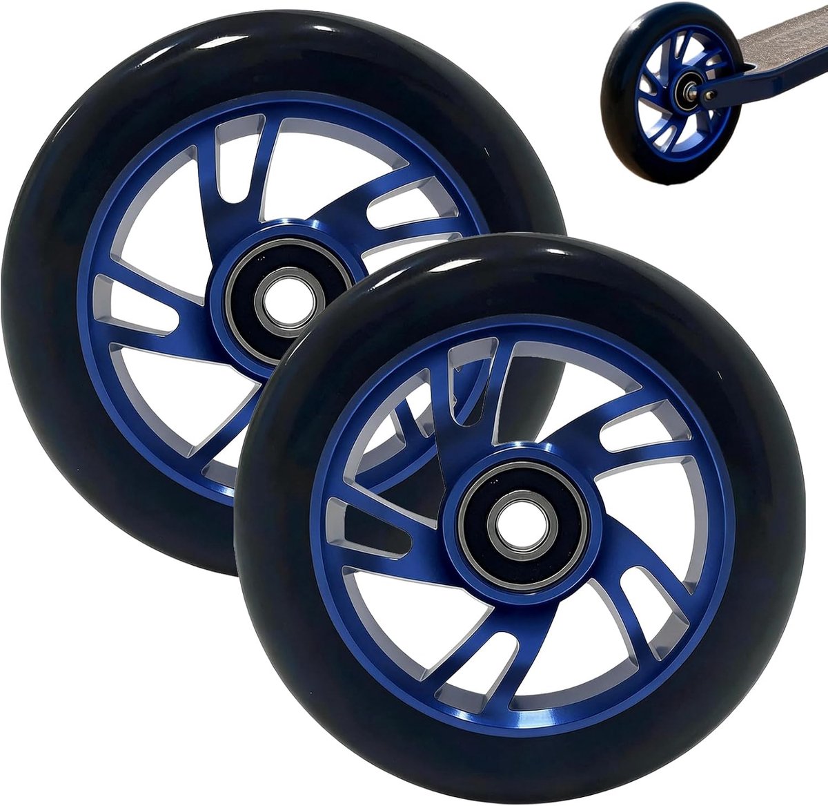 Wielen voor scooters: 100 x 24 mm stuntstep wielen met ABEC-11 lagers van aluminiumlegering, stille scooterbanden, compatibel met de meeste stuntsteppen en kickscooters