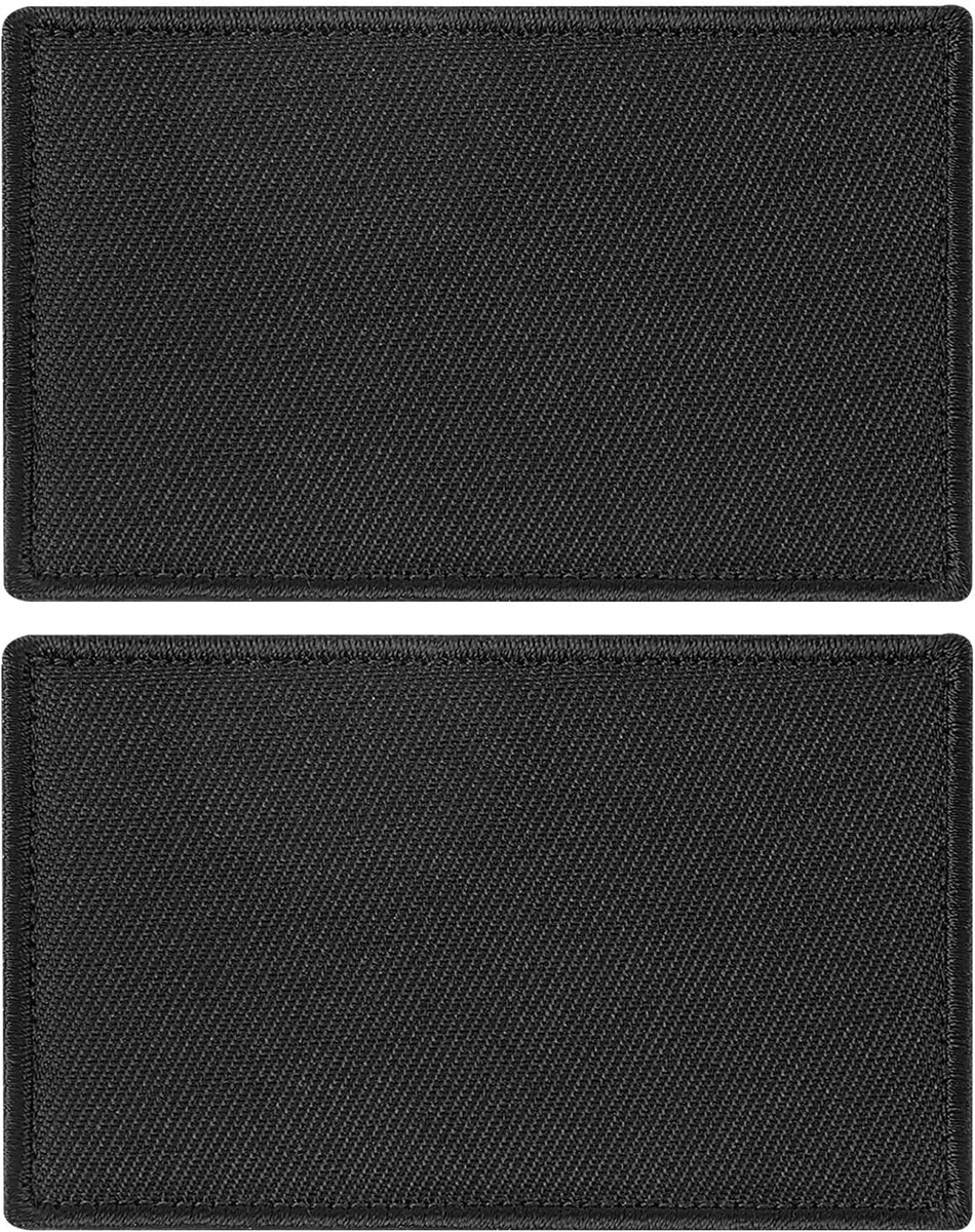 Rechthoekige effen vlag patch, 2 stuks 7 x 5 cm puur geborduurde patch decoratief voor gaten hoeden jeans reparatietassen doe-het-zelf ambacht, zwart