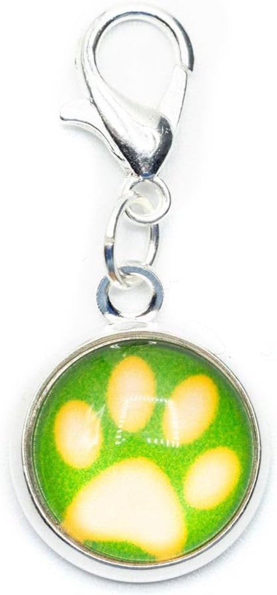 Poot Charm hanger hond kat poot poot poot cabochon - handgemaakte modesieraden | kettinghanger verzilverd - bedelarmband - hanger voor armband, 12 mm, metaal, glas