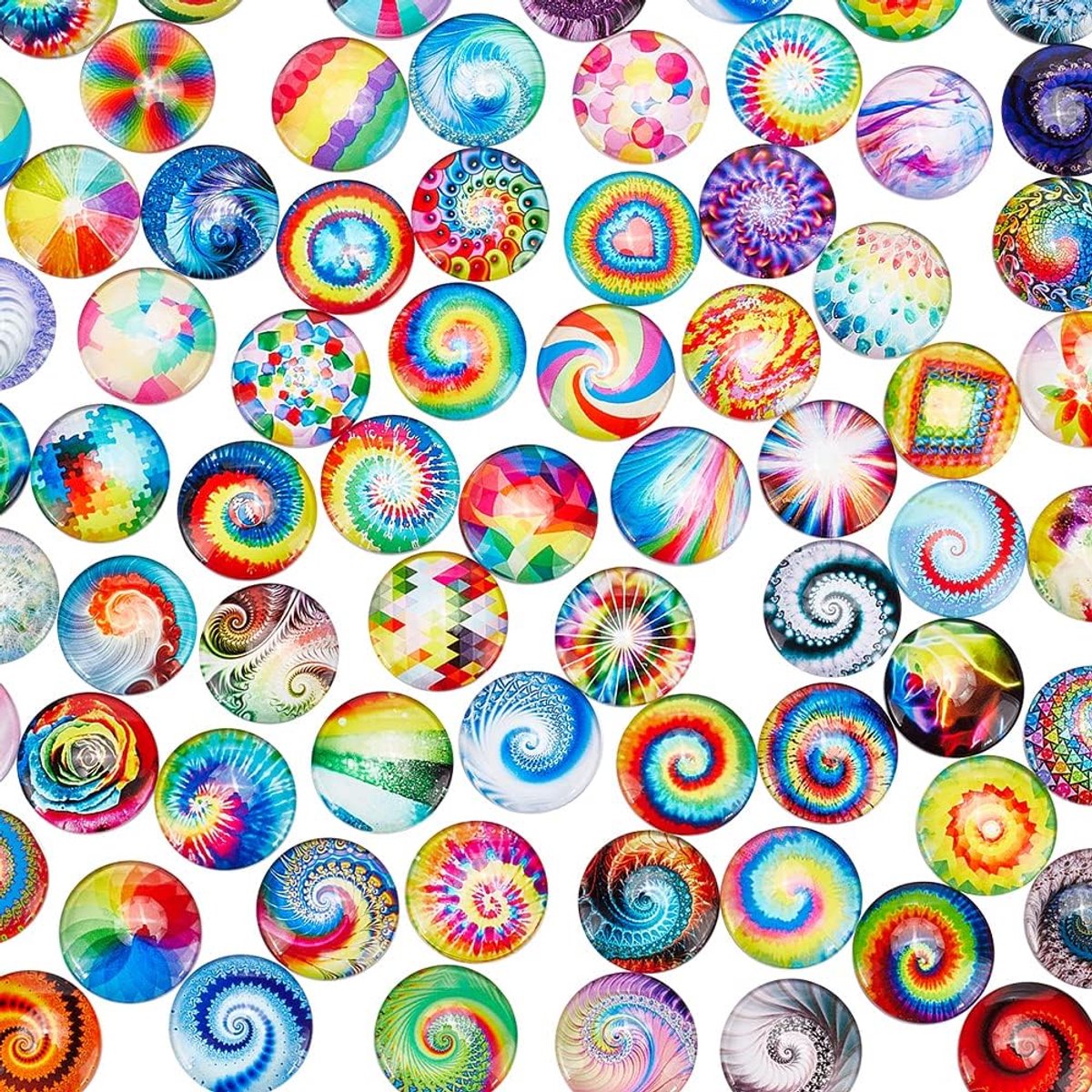 70Pcs 25Mm Glas Dome Cabochons, Kleurrijke Half Ronde Flatback Cabochons Mozaïek Tegel Gemengde Kleur Glas Cabochons voor Foto Cameo Hanger Sieraden Maken Handambachten Scrapbooking