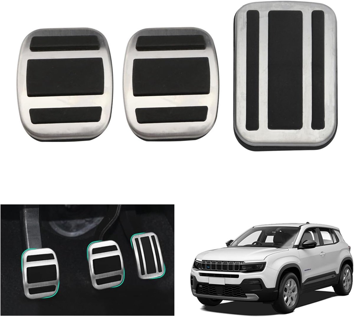 J-eep Avenger 2023 2024 gas- en rempedalen, Avenger pedaaldoppen, voetsteunhoes, compatibel met Jeep Avenger accessoires [handgeschakelde transmissie]