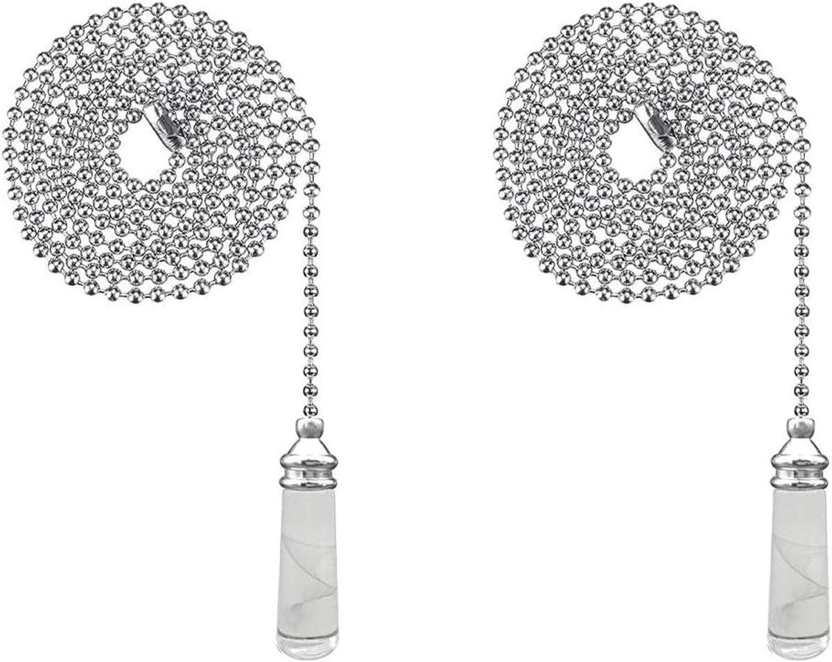 2 stuks kristallen badkamer trekkoordgewicht handvat - 100 cm verlengketting connector voor toilet plafondlamp/ventilator/jaloezie schakelaar