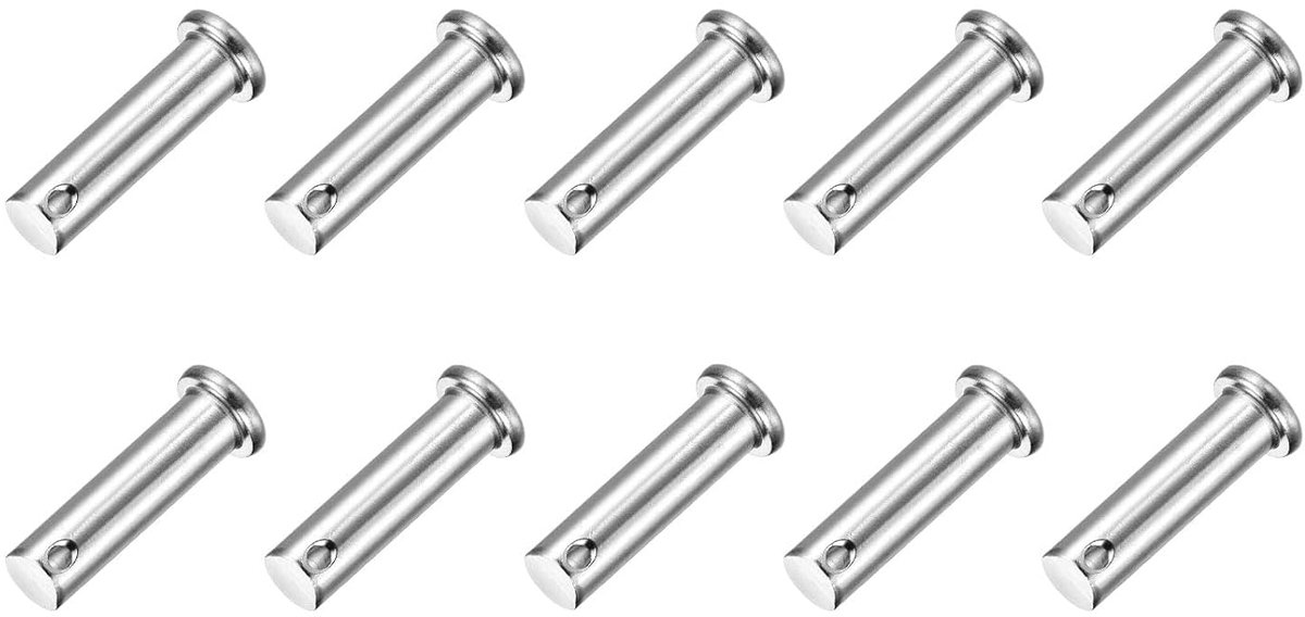 10 stuks M10 x 35 mm enkele gat splintbouten, 304 roestvrij stalen platte kop, aanhangersplintbouten voor aanhangervergrendeling, monteurreparatie, meubelinstallatie, industriële